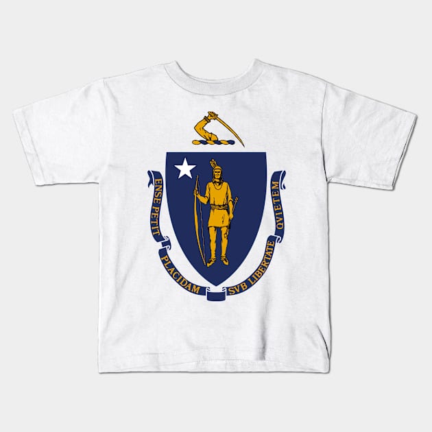 The Commonwealth of Massachusetts Flag Kids T-Shirt by SolarCross